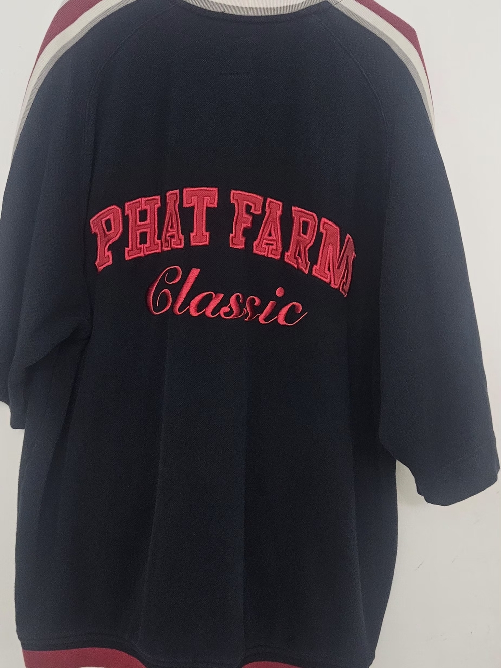 PHAT FARM Classic Navy Crewneck with Red Logo